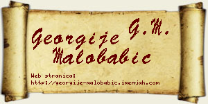 Georgije Malobabić vizit kartica